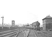 A class F unfitted through freight has crossed over from Moor Street Goods Yard to the Up Main Line