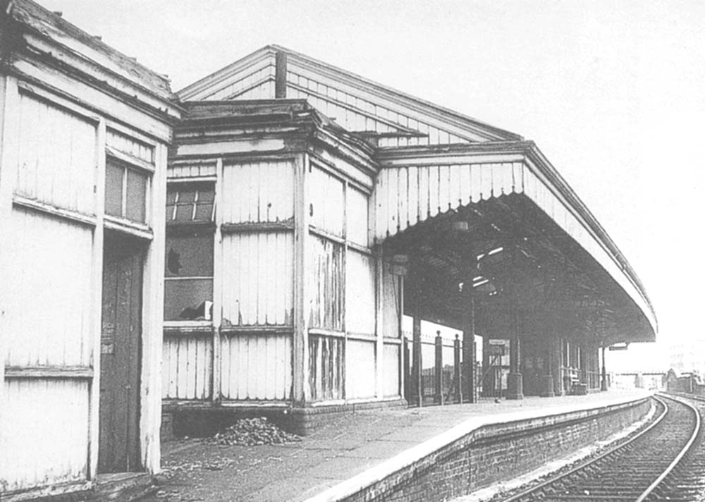 Looking south along the down relief platform (Platform No 4) at Bordesley Station with the Midland Railway�s bridge visible in the background