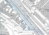Ordnance Survey Map  of 1950 and a schematic overlay showing the outline of Bordesley Cattle Station