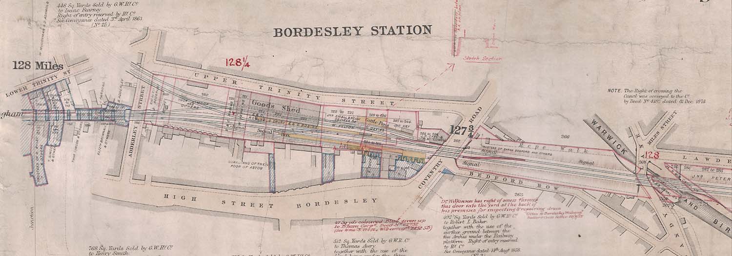This Great Western Railway Land Survey Plan of Bordesley Station dates from 1878