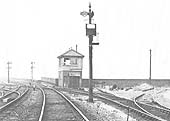 Close up showing the signal box that controlled the crossovers and junction with the sidings to the west of Bordesley station