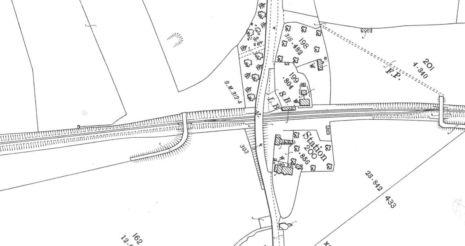An 1903 25 inches to the mile Ordnance Survey Map showing Claverdon Station and the single siding goods yard