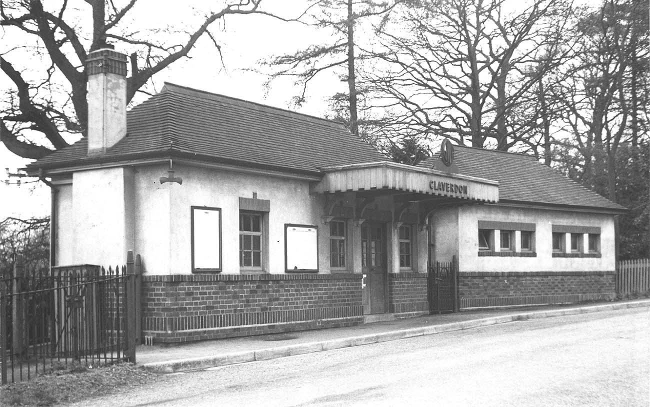 A 1950 view of the 1930s road level station building containing on the left the booking office and hall
