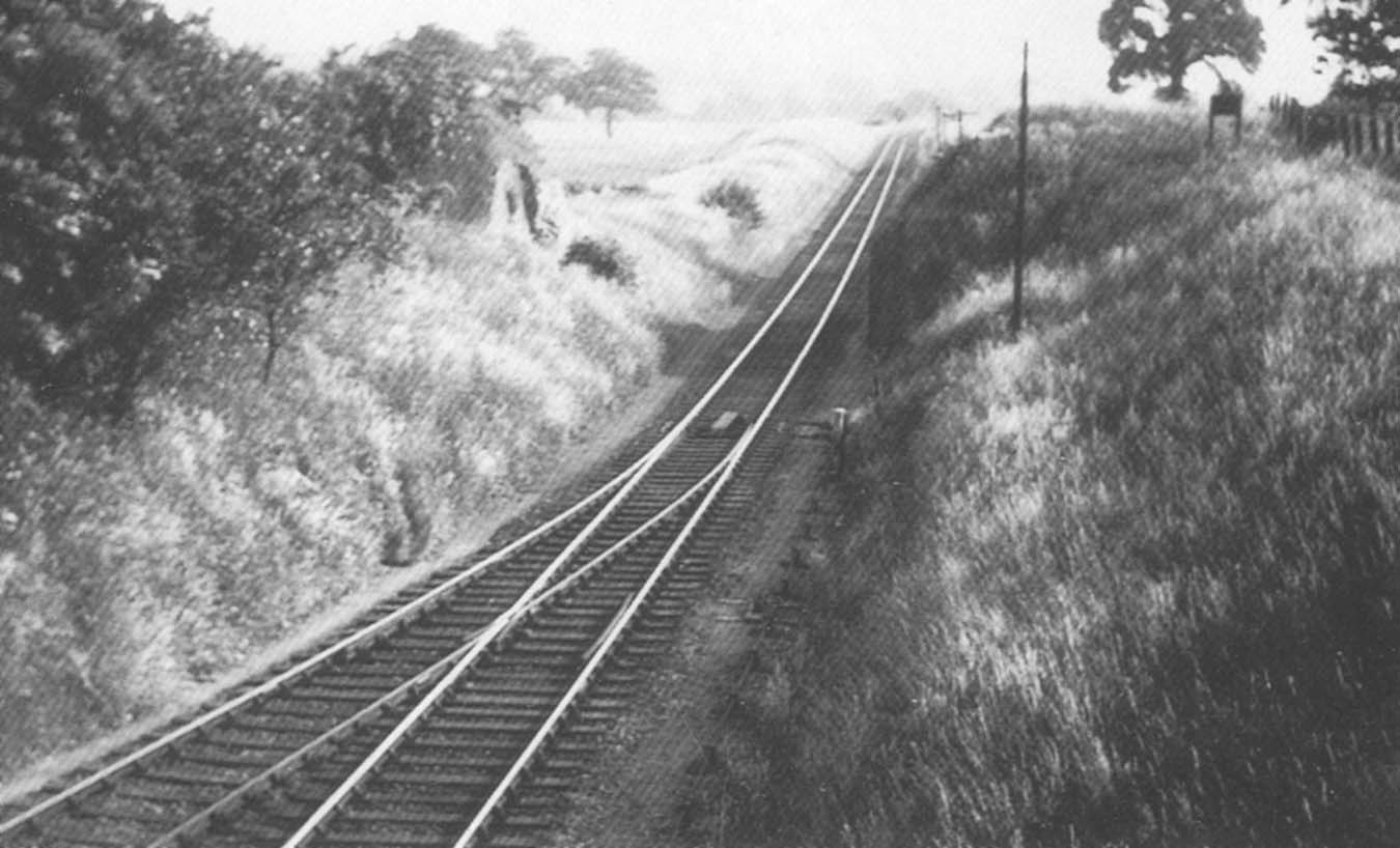 View prior to doubling of the line showing the single track line towards Bearley from the road bridge