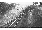 View prior to doubling of the line showing the single track line towards Bearley from the road bridge