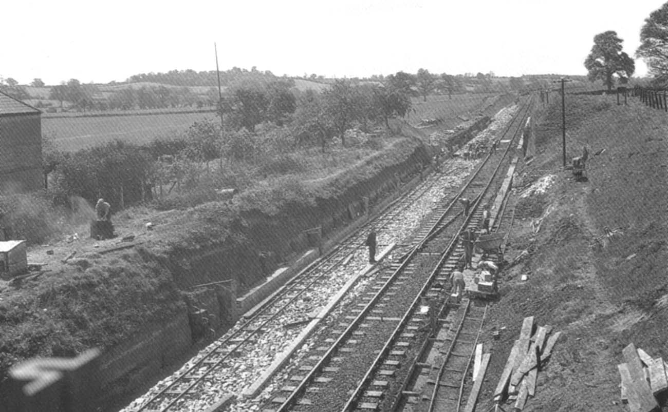 View of the work on the new 450ft platforms taken from the position of the future road-side booking office