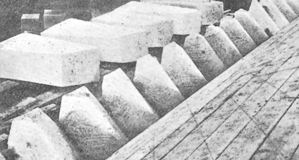 Some of the precision cut stone blocks completed under the watchful eye of Mr GB Sharples, the contractor's engineer