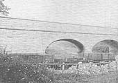 Close up showing that GWR wagons were also deployed by the contractor in building the bridge