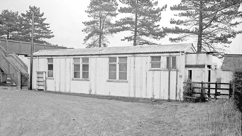 The front elevation of the up platform's main building as seen from the road entrance to the station