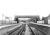Looking towards Stratford upon Avon shortly after opening of the station in 1908 with Danzey Green Lane road bridge in the distance