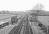 Close up showing Danzey for Tanworth station's signal box, the passing loop and the turnouts at either end for accessing the goods yard