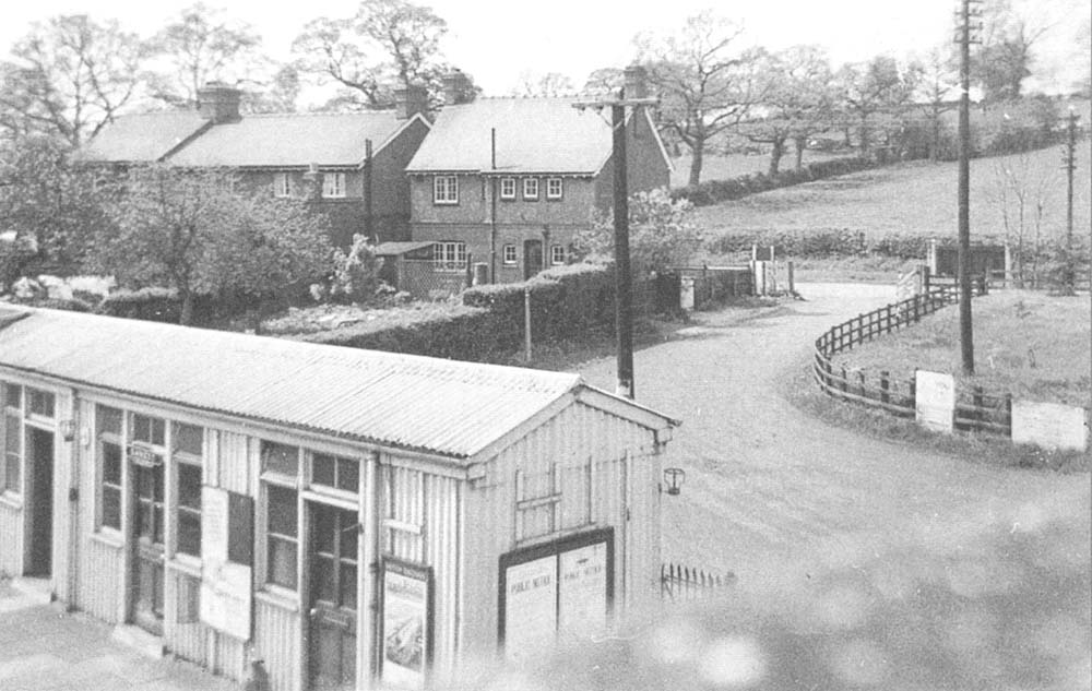 View from the passenger footbridge of the building on the station's up platform which accommodated the main station passenger facilities