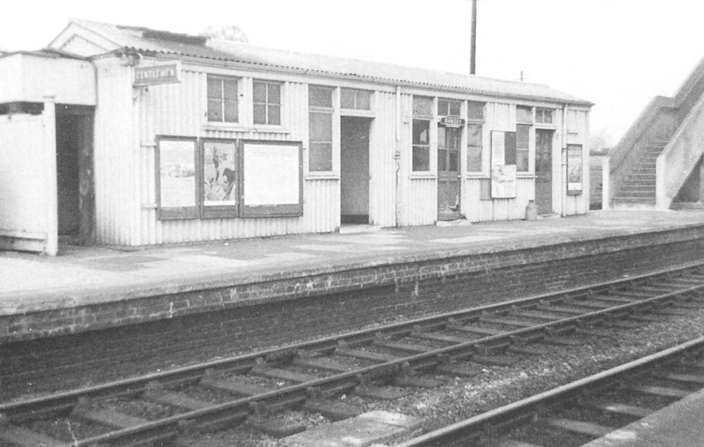 View of the station's main passenger facilities from the down line platform showing the general and ladies waiting rooms and booking office