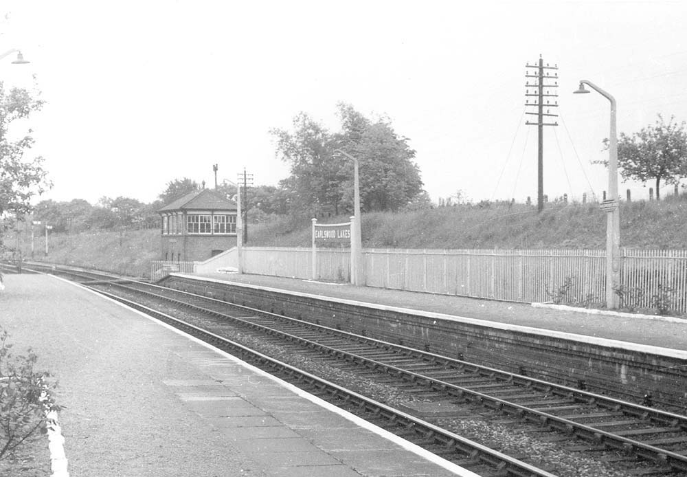 Looking towards Stratford upon Avon and the signal box situated at the end of the down platform and opposite the goods yard