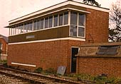 A three-quarters view of the 1960 replacement signal box erected to replace two signal boxes and work the new southbound connection