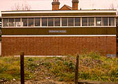 A full frontal view of Evesham Road Crossing signal box which shows the very large structure built