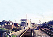 A view from the West of the British Railway's built signal box seen on 12th October 1963 from the former SMJ Stratford upon Avon branch
