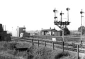 Looking from the former SMJ station's goods yard across the new track layout to the GWR station's up platform