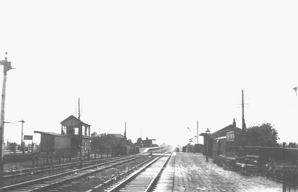 Looking towards Leamington Spa showing the staggered platforms adopted by the GWR and the SMJ station on the left