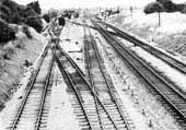 View of the 1960 revised track layout enabling GWR iron ore traffic from Banbury to join the SMJ route