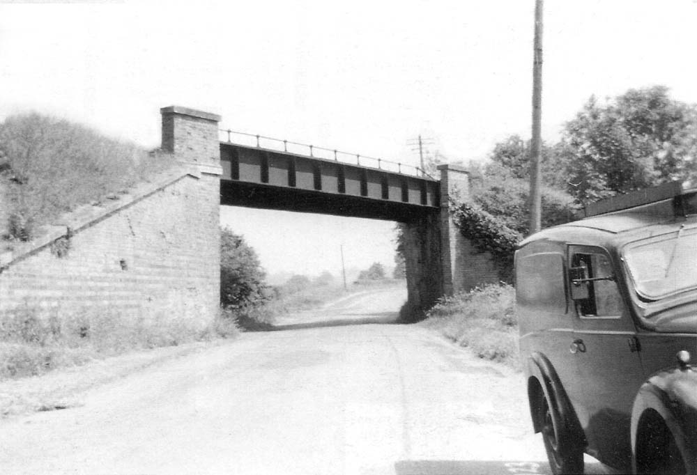 A 1960 view of the skew girder bridge near Kinwarton looking in the direction of Alcester shortly before the removal of the girders