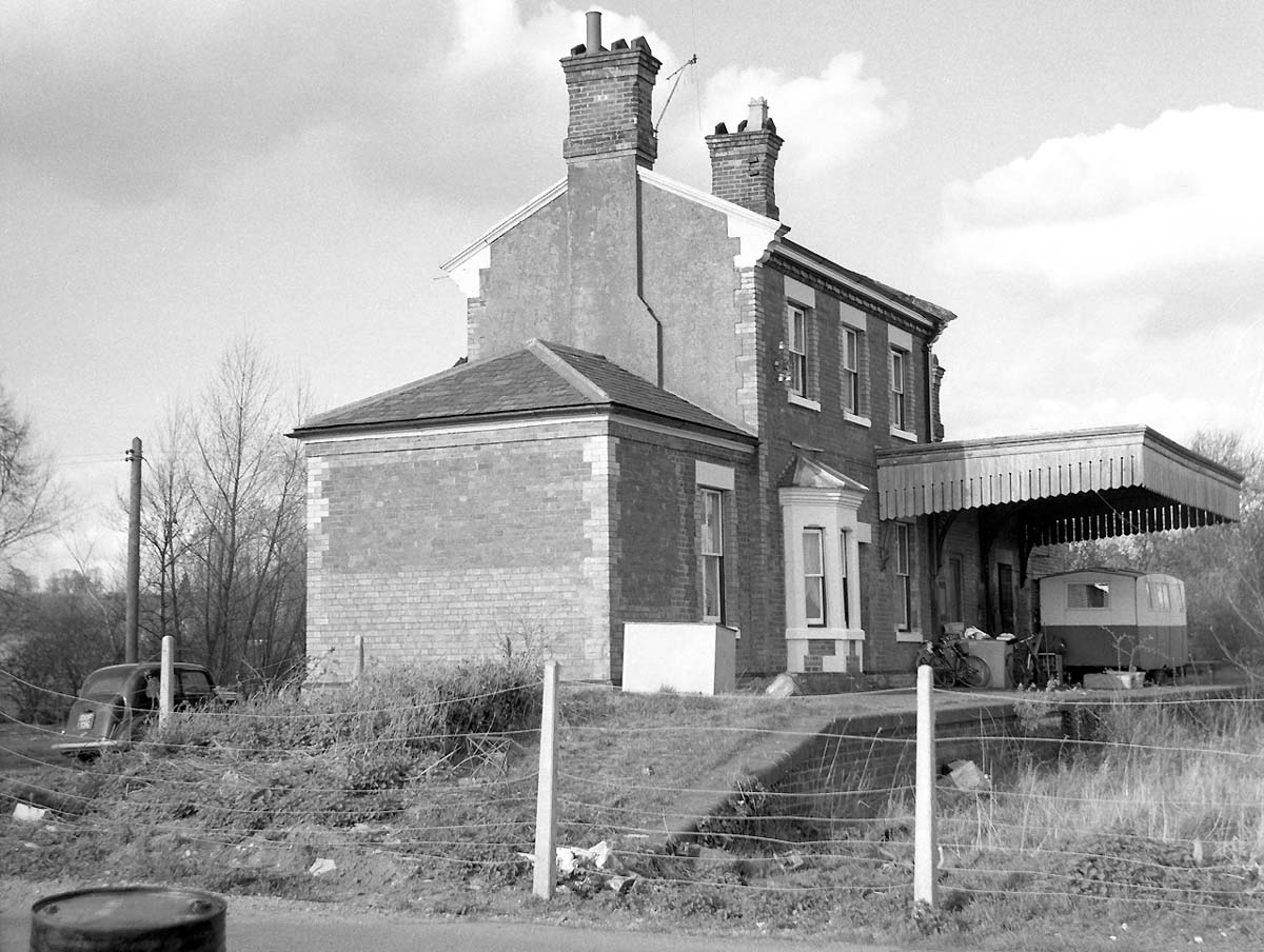 View of the long closed railway station at Great Alne now undergoing private restoration in 1959