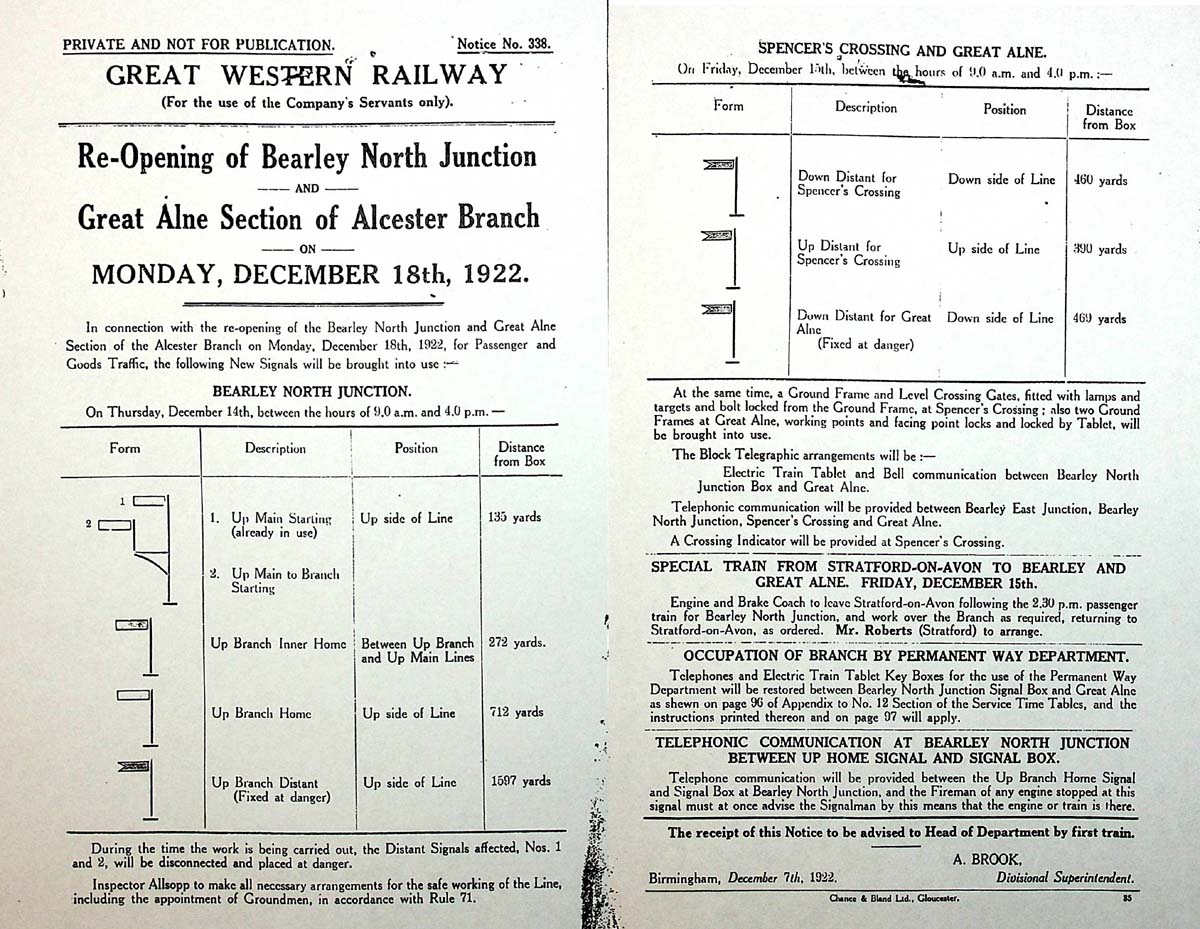 The Signalling Notice which was issued to inform staff of the new signals and operational procedures