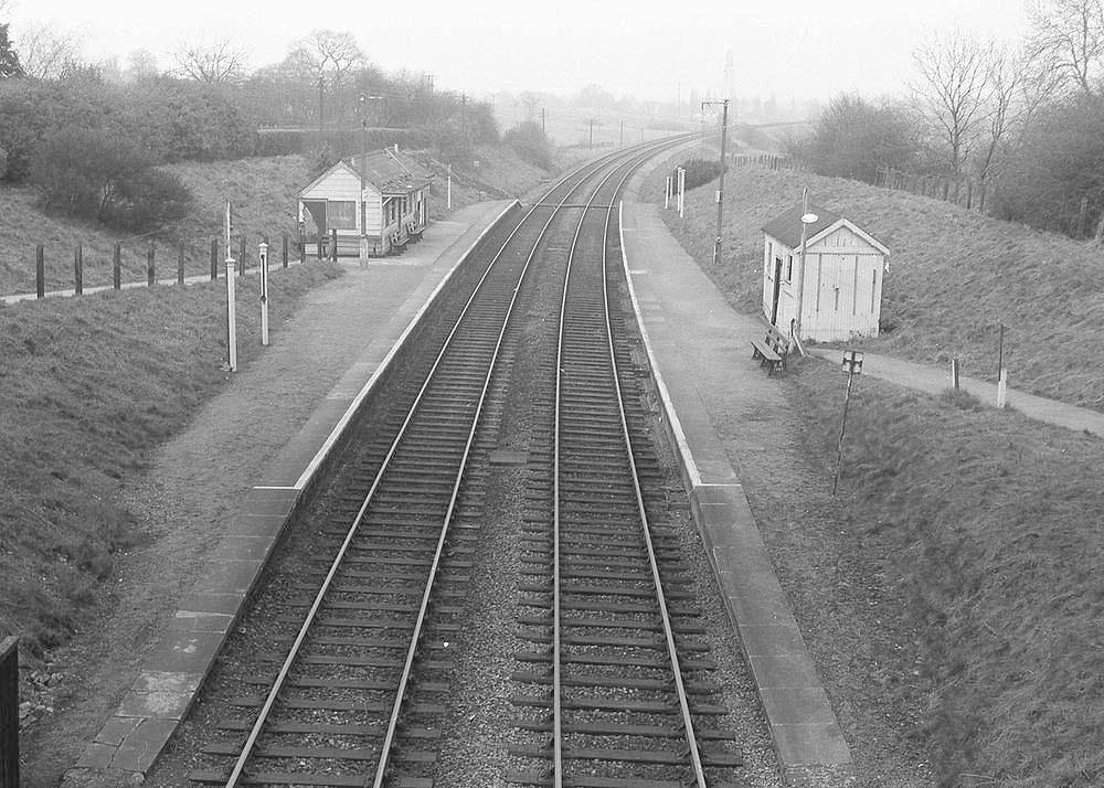 Looking north from Norton Lane Bridge towards Birmingham with Grimes Hill and Wythall Platform seen below