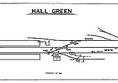 A low resolution version of the Signalling Diagram for Hall Green Signal Box produced courtesy of the SRS