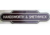 Handsworth & Smethwick station Totem sign in British Railways' corporate regional livery
