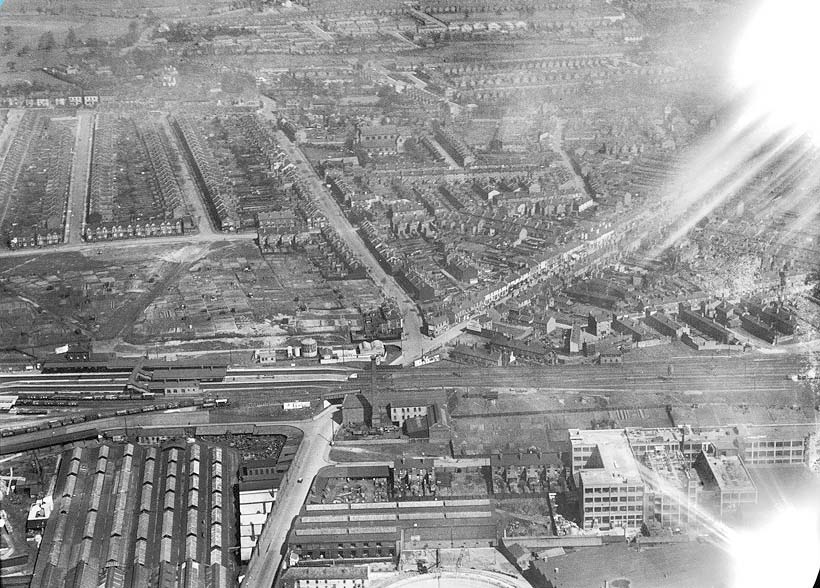 An aerial view of Handsworth and Smethwick station and sidings seen on 18th April 1926