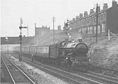 Ex-GWR 4-6-0 King class No 6011 'King James I' approaches Handsworth & Smethwick on 22nd June 1956