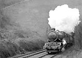 Ex-GWR 4-6-0 No 6008 'King James II' emeges from the West end of Harbury tunnel on 9th February 1952