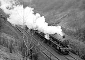Another ex-GWR 4-6-0 Hall Class locomotive approaches Harbury tunnel on 9th February 1952