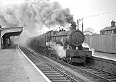 Ex-GWR 4073 Class 4-6-0 No 5054 ' Earl of Ducie' is seen departing from Leamington's up platform in 1964