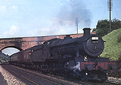 Ex-GWR 4-6-0 Grange class No 6879 'Overton Grange' is seen at the head of the Saturdays only Weymouth to Wolverhampton service