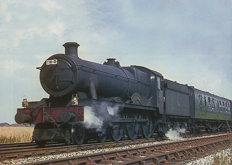 British Railways built 4-6-0 Modified Hall No 7904 'Fountains Hall' is seen at the head of Southern region stock on an express from Weymouth