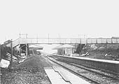 Looking in the direction of Stratford on Avon, a view of Henley-in-Arden's new station being built in 1907