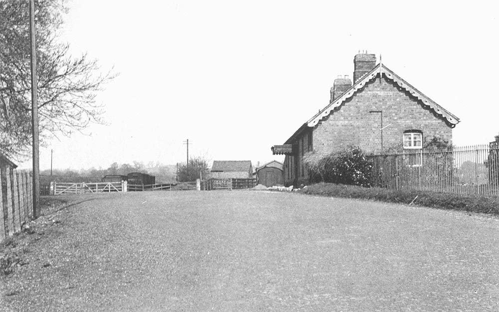 Looking along the station approach with Henley-in-Arden's original passenger station on the right and the goods yard and shed directly ahead