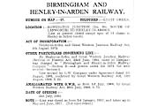Copy of the official dates for incorporation etc as given in Gale's Official List for the GWR