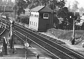 Close up of Henley in Arden Signal Box and the Water Crane located at the north end of the down main platform
