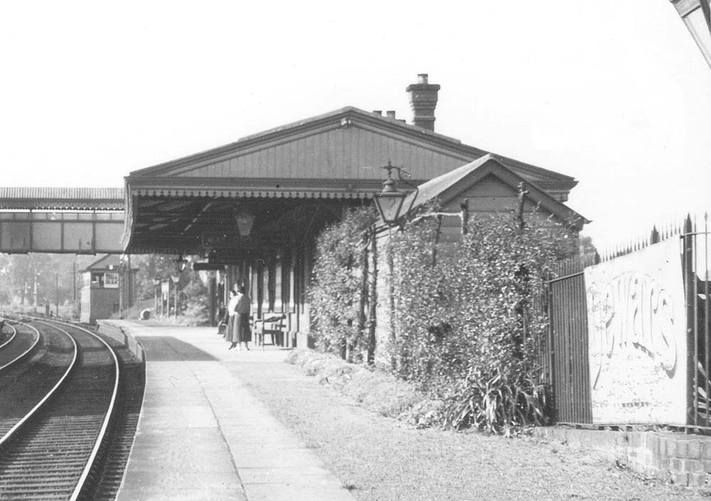 Close up of the down platform building showing the timber built bicycle shed provided by the Great Western in the early 1930s
