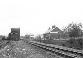 View of Henley-in-Arden's disused original station and its now isolated engine shed showing just the one set of rails used to marshal goods trains