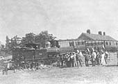 GWR 0-4-4T No 3556 is seen derailed at Henley after running through the buffers on 4th September 1899