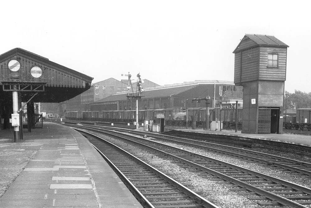 Looking along Platform One towards Birmingham with the lift shaft on the island platforms on the right