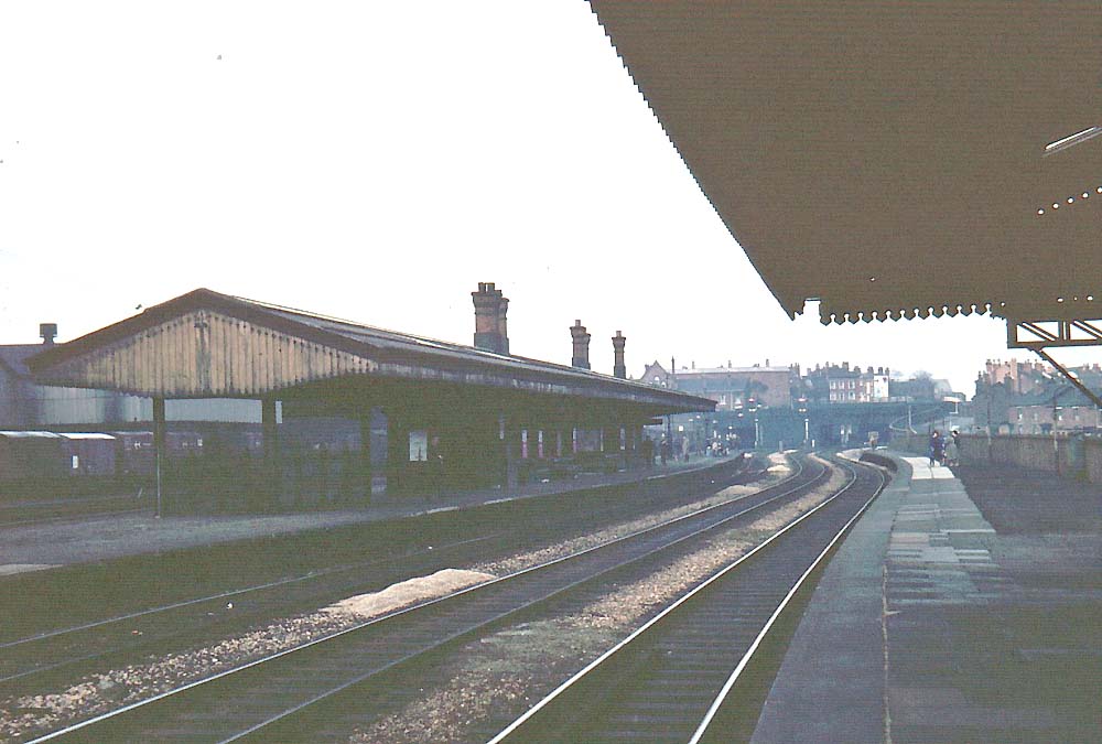 Looking along the up main line in the direction of Wolverhampton with Hockley Goods Yard on the left
