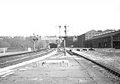 View of the Snow Hill end of the former station's platforms with the tunnel in the distance and signal box on the left