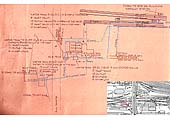 Extract from GWR Diagram showing their water mains at Hockley, with inserted an annotated OS Map