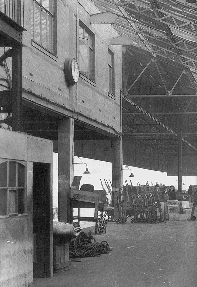 View of the inside of the northern end of Top shed showing the integration of the elevated Invoice Office