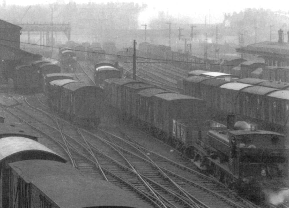 Close up showing one of the regular 0-6-0PT 57xx class locomotives which were deployed in the yard